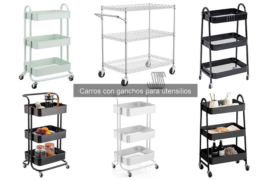 ¿Qué son los carros con ganchos para utensilios de cocina?